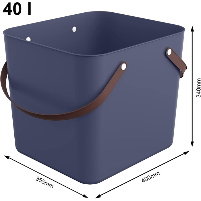 Корзина 40 л, 39,8 x 35,5 x 34 см, пластик, синяя  Rotho Albula