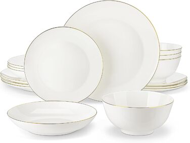 Набор посуды из костяного фарфора из 16 предметов Goldrand JERA Series MALACASA
