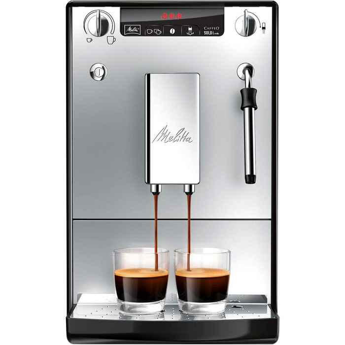 Кофемашина на 2 чашки со вспенивателем молока, серебристая Caffeo Solo E 950 Melitta