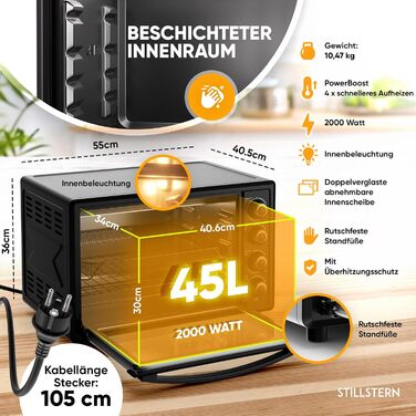 Мини-духовка 45 л 2000 Вт Stillstern