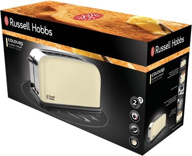 Тостер с двумя широкими слотами и насадкой для булочек Russell Hobbs Colours+