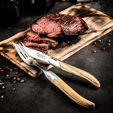 Набор ножей для стейка с футляром 6 предметов Olive Wood Luxury Line Laguiole