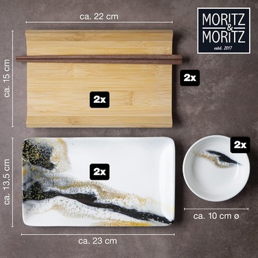 Набор посуды для суши на 2 персоны/10 предметов Black/Gold Moritz & Moritz