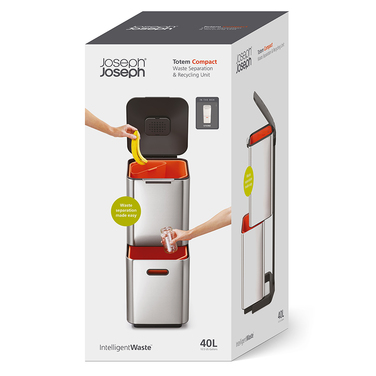 Контейнер для мусора с двумя баками 40 л металлик Totem Compact Joseph Joseph