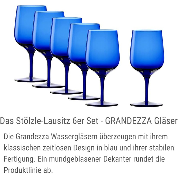 Набор стаканов для воды 6 шт. 340 мл, синий Grandezza Stölzle Lausitz