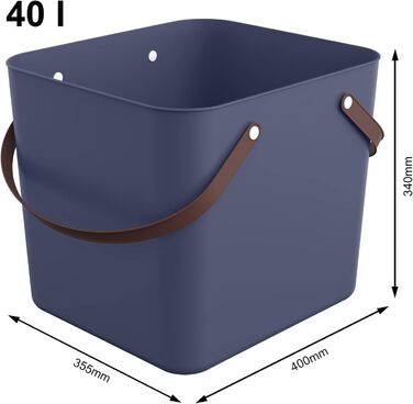 Корзина 40 л, 39,8 x 35,5 x 34 см, пластик, синяя  Rotho Albula