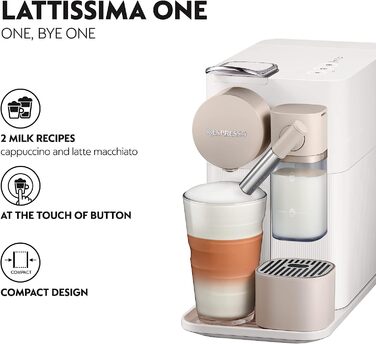 Кофемашина с насадкой для вспенивания молока, белая Nespresso Lattissima One De'Longhi