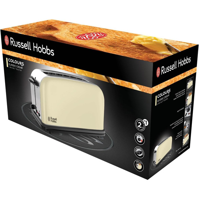 Тостер с двумя широкими слотами и насадкой для булочек Russell Hobbs Colours+