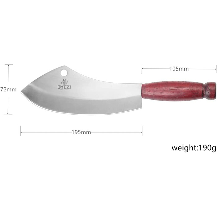 Нож-топорик для мяса OYEZI из нержавеющей стали, кожаные ножны, 18 см