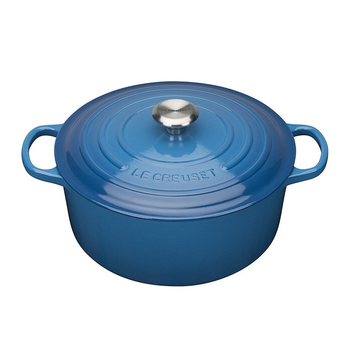 Le Creuset Кастрюля жаровня с крышкой 24 см синий марсель Signature Le Creuset 45607₽