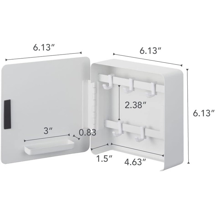 Магнитный шкаф для ключей 5,5 х 15,8 х 15,8 см, белый YAMAZAKI