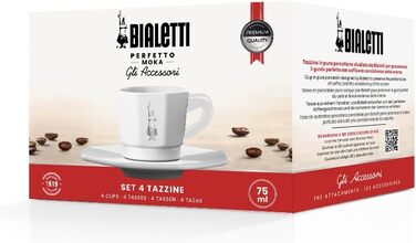 Набор из 4 чашек для кофе с блюдцами Bialetti